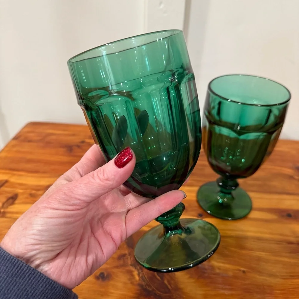 Libbey Glass Company Iced Tea Glass Gibraltar Juniper Green Set of 2